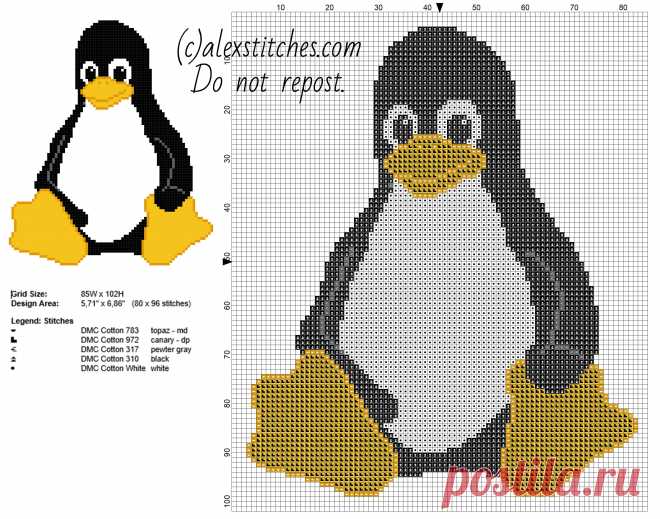 Tux-the-penguin-mascot-of-Linux-free-cross-stitch-pattern-made-with-pcstitch-software.jpg (2832×2226)