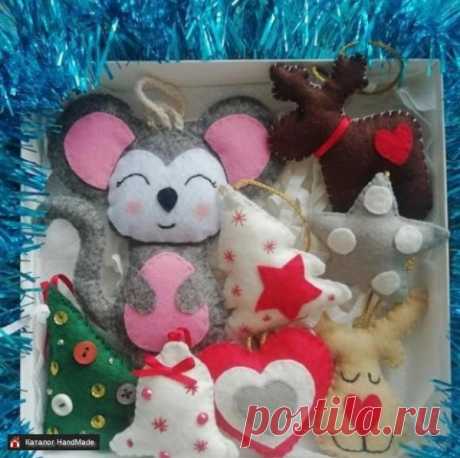 Новогодние игрушки из фетра Мышки и Олени ручной работы купить в Минске и Беларуси, цены на HandMade