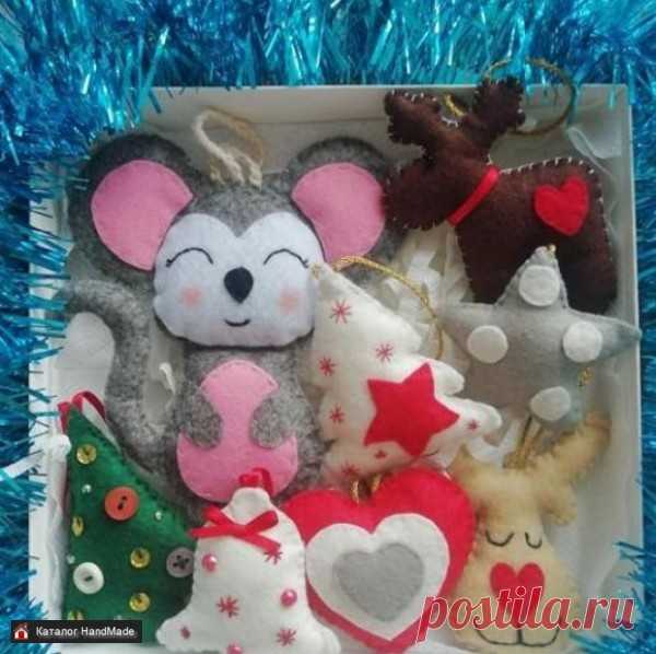 Новогодние игрушки из фетра Мышки и Олени ручной работы купить в Минске и Беларуси, цены на HandMade