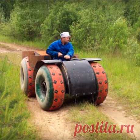 Лёгкий вездеход каракат с двигателем Лифан: фото сборки, видео Самодельный лёгкий вездеход с переломной рамой на шинах низкого давления: фото изготовления с подробным описанием, а также видео испытаний колёсного вездехода
