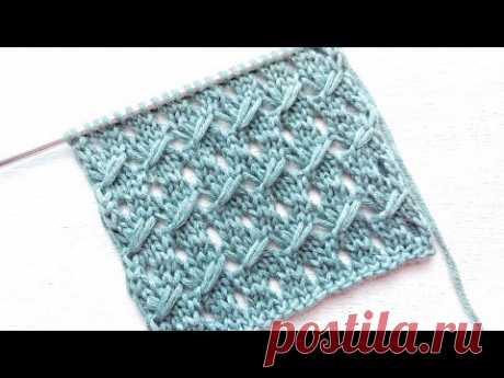 Простой фактурный узор с ажурными элементами для вязания джемпера,  топа