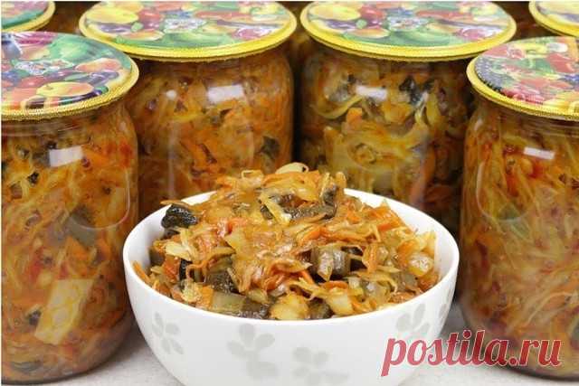 СОЛЯНКА ИЗ КАПУСТЫ С ГРИБАМИ НА ЗИМУ