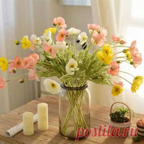 Искусственный букет цветов мака | AliExpress