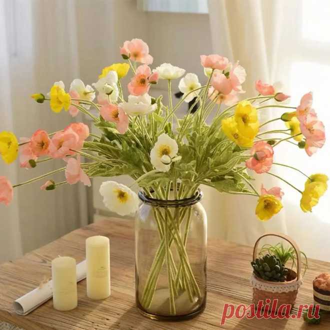 Искусственный букет цветов мака | AliExpress