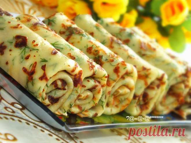 Сырные блины с зеленью