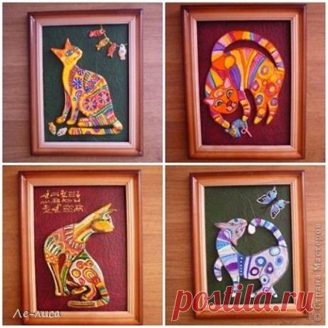 Радужные коты и кошки. Смешанная техника | Умелые ручки