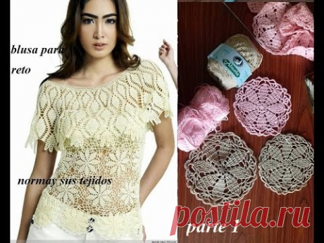 Blusa a crochet con olan ...parte 1 - YouTube