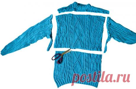 ВТОРОЙ ШАНС: ШАПКА, ВАРЕЖКИ, ШАРФ И СНУД ИЗ ПУЛОВЕРА