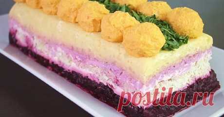 Вкусный, красивый и по-настоящему праздничный слоистый салат из курицы и свеклы
