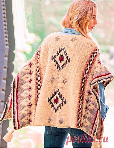 Пончо кремового цвета