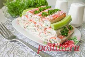 Рулет из лаваша с крабовыми палочками - праздник на каждый день!