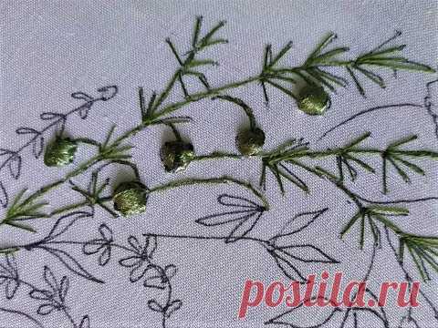 Вышивка полевого венка.Травка с ягодками.2 Embroidery field wreath. Grass with berries .2
