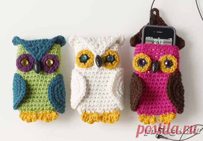 Сумки и чехлы для телефонов спицами или крючком