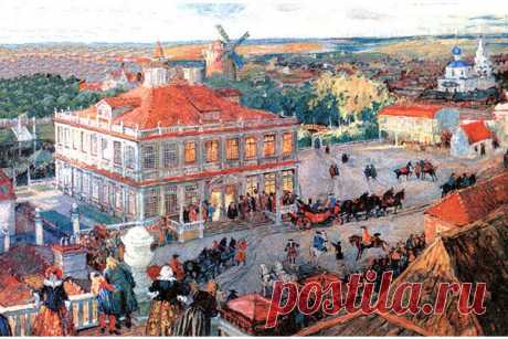 Александр Бенуа. В Немецкой слободе. Отъезд царя Петра I из дома Лефорта, 1909