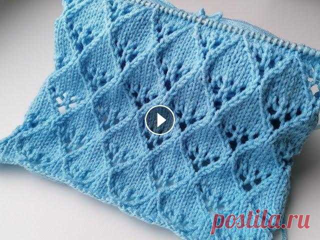 Ажурные узоры спицами. Красивый узор из ажурных ромбов Красивый ажурный узор спицами. Полотно быстро прибывает, получается легким и объемным. В видео подробное описание узора. Все узоры для вязания спицами...