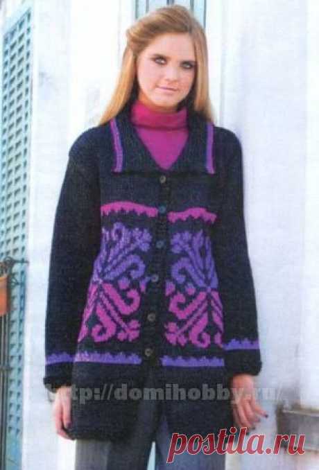 Вязаный кардиган с жаккардовым узором