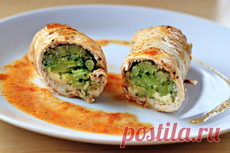 Вкусные фаршированные роллы из курицы