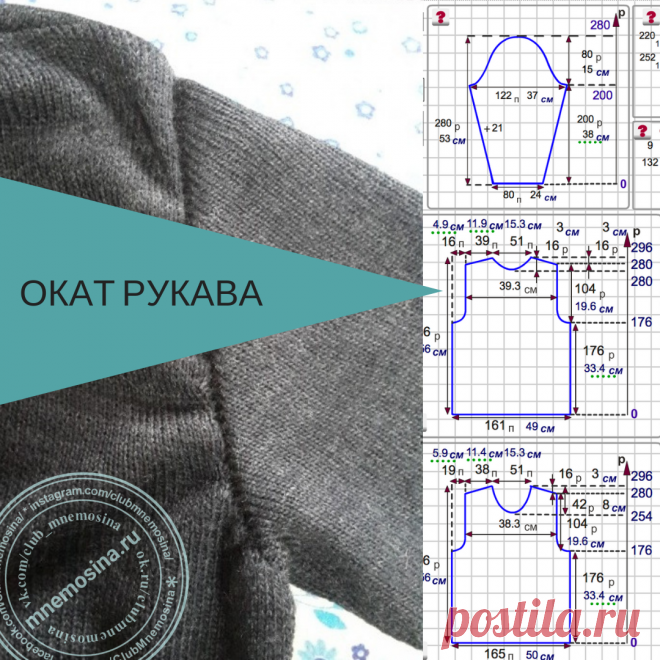 Окат рукава и пройма. Как важно, чтобы они совпали. Как важно, чтобы рукав хорошо «сел».

Иногда случаются неожиданности, как на фото. Кстати, спасибо, что делитесь своими фото.

В чем может быть причина:

1. Неправильный расчет выкройки.Например, Вы внесли изменения в выкройку- уменьшили ширину рукава или высоту оката

2. Расчет оката ЧВ (для частичного вязания) - не каждый рукав можно рассчитать ЧВ и не всегда стОит это делать. Нет головки рукава, нет объема рукава, рука...
