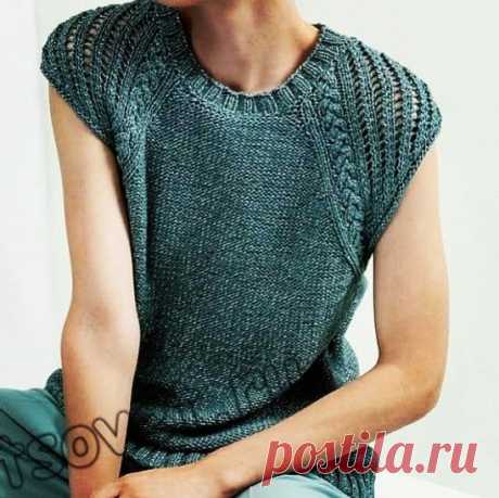 Стильный вязаный топ с косами и ажурными дорожками
Размер топа: S-M.
*
Описание вязания топ с косами и ажурными дорожками
Спинка
На спицы № 3,5 набрать 118 петель и вязать 6 см резинкой. Перейти на спицы № 4,5 и продолжить вязать изнаночной гладью, равномерно убавив в 1-м ряду 28 петель = 90 петель.
Через 32 см от начального ряда вязать фантазийным узором по счетной схеме, таким образом число петель изнаночной глади уменьшается в каждом ряду.
В 62-м ряду с изнаночной сторо...