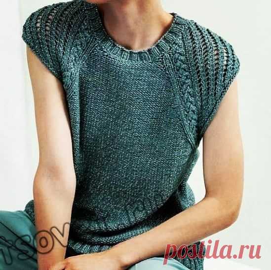 Стильный вязаный топ с косами и ажурными дорожками
Размер топа: S-M.
*
Описание вязания топ с косами и ажурными дорожками
Спинка
На спицы № 3,5 набрать 118 петель и вязать 6 см резинкой. Перейти на спицы № 4,5 и продолжить вязать изнаночной гладью, равномерно убавив в 1-м ряду 28 петель = 90 петель.
Через 32 см от начального ряда вязать фантазийным узором по счетной схеме, таким образом число петель изнаночной глади уменьшается в каждом ряду.
В 62-м ряду с изнаночной сторо...