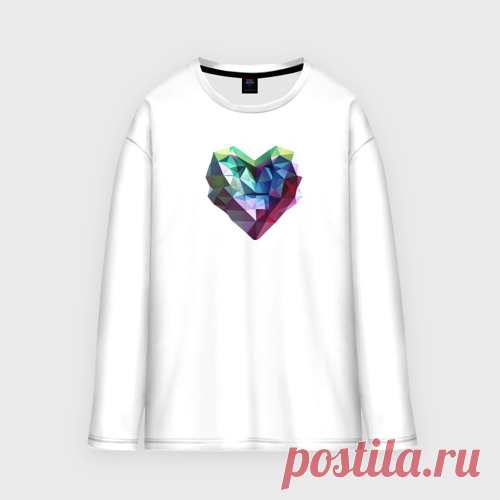 Мужской лонгслив oversize хлопок Геометрическое полигональное сердце Лонгслив — это футболка с длинным рукавом из дышащего, приятного для тела хлопка
