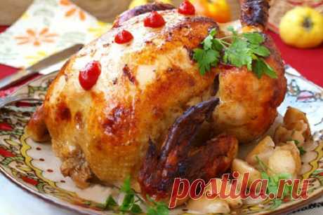 Курица, запечённая с яблоками в рукаве