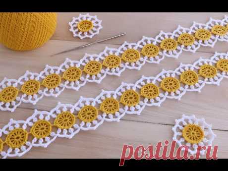 Вязание крючком ЛЕНТОЧНОЕ КРУЖЕВО Ромашки мастер-класс Ribbon Lace Crochet