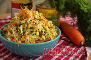 Салат с капустой, кукурузой и без майонеза! | Готовим вместе