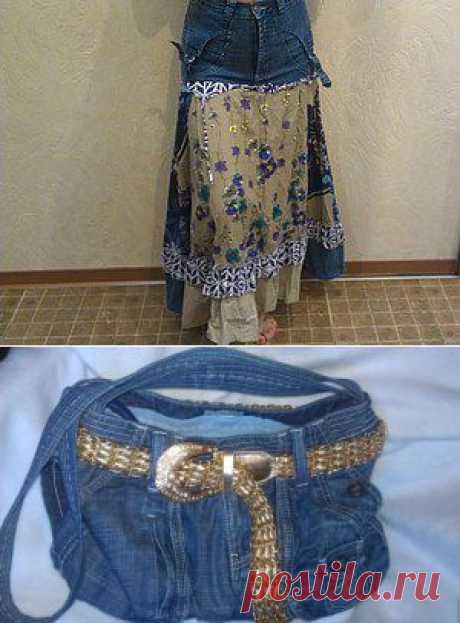 Сшить юбку «бохо» из старых джинсов и сарафана? Легко! За час! - Ярмарка Мастеров - ручная работа, handmade