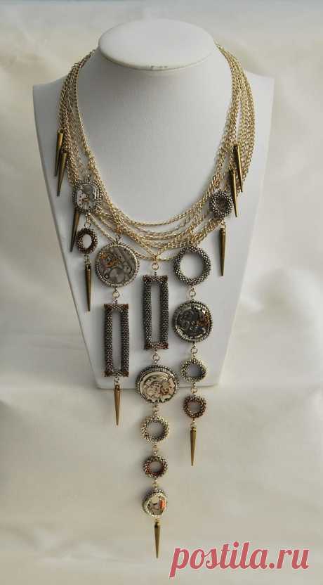 Река жизни. Колье в стиле стимпанк | biser.info - всё о бисере и бисерном творчестве