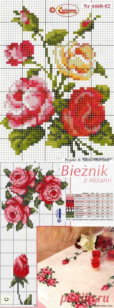 Розы. Схема для вышивки крестом.