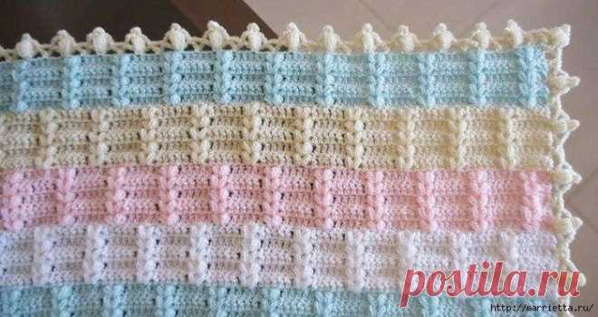 Детский плед узором с пышными столбиками