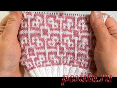 Цветочный узор / Вязание спицами / Ленивый жаккард.