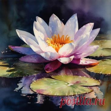 watercolor，water Lily，AI