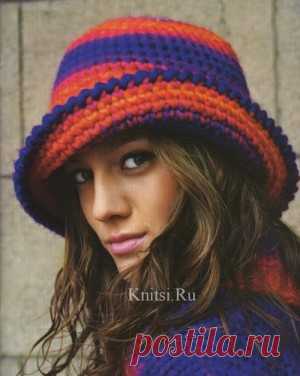 Шляпа с большими полями. Вязание для женщин / Шапки береты шарфы / Крючком