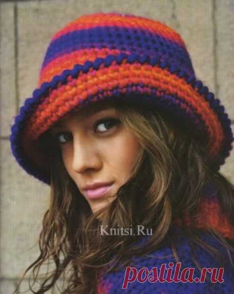 Шляпа с большими полями. Вязание для женщин / Шапки береты шарфы / Крючком