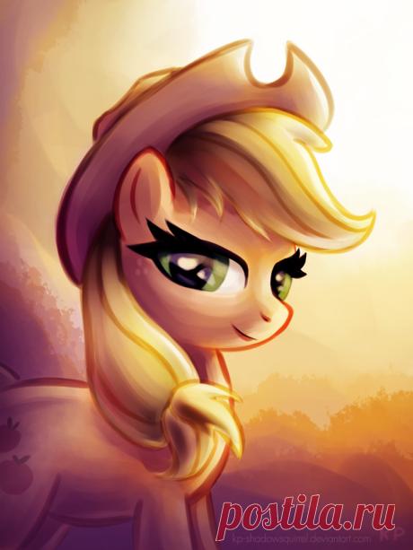Applejack Sunset Portrait by KP-ShadowSquirrel