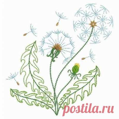 Вышивание одуванчиков