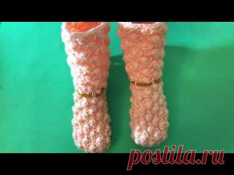 ВЯЖЕМ ТЕПЛЫЕ САПОЖКИ СПИЦАМИ | ДЛИНА ПОДОШВЫ 22 см.