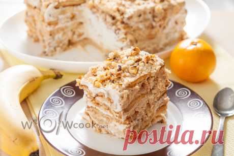 Торт из печенья без выпечки со сметаной - wowcook.net - самые вкусные кулинарные рецепты