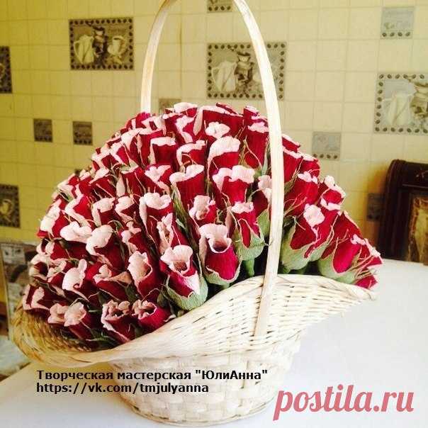 Подарочная корзина из 141-й сладкой розы Автор: Анна Можаева - Подарки своими руками