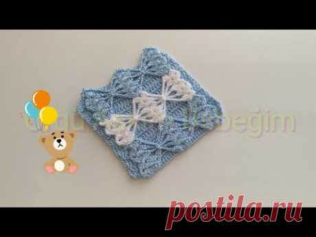 Tığ İşi Fiyonk Kelebek Örgü Modeli Nasıl Örülür?Tığ İşi Örgü Modeli/Battaniye Modelleri #Blanket