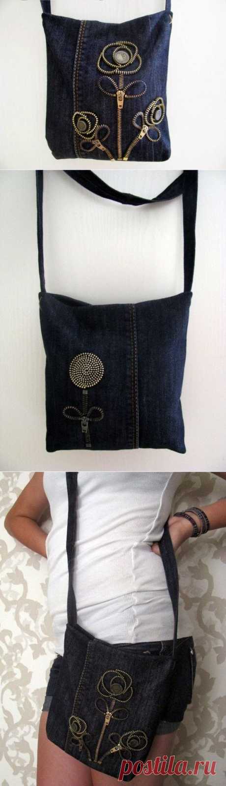Сумка из старых джинсов. Bag of old jeans DIY tutorial. ~ HandMadiya.com