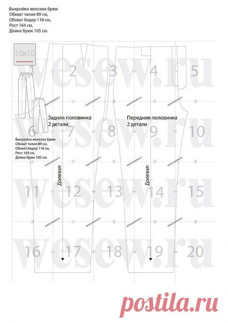 Выкройка женских брюк для полных | Умелые ручки