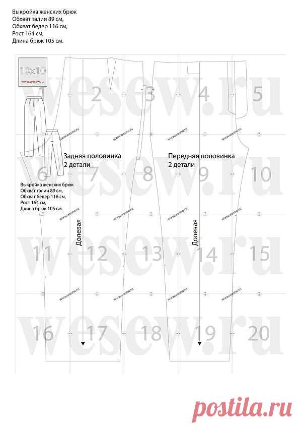 Выкройка женских брюк для полных | Умелые ручки