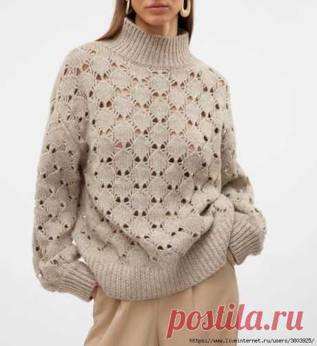 Красивый ажурный узор свитера от бренда Vero Moda