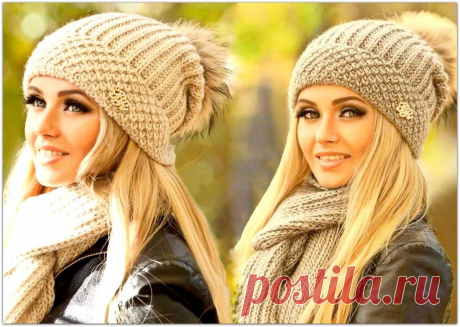 3 красивых комплекта «шапка+снуд» спицами | Paradosik_Handmade Пульс Mail.ru Женские головные уборы спицами. 3 комплекта «шапка+снуд», с описанием и схемами вязания.