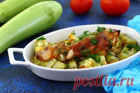 Куриные голени с кабачками в духовке — Sloosh – кулинарные рецепты