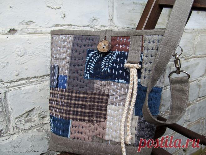 Японская джинсовая большая сумка Boro