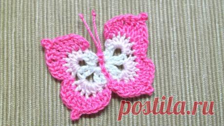 Мастер-класс по вязанию крючком аппликации в виде бабочки. | Повязули. Вязание крючком и вязание С2С. | Яндекс Дзен